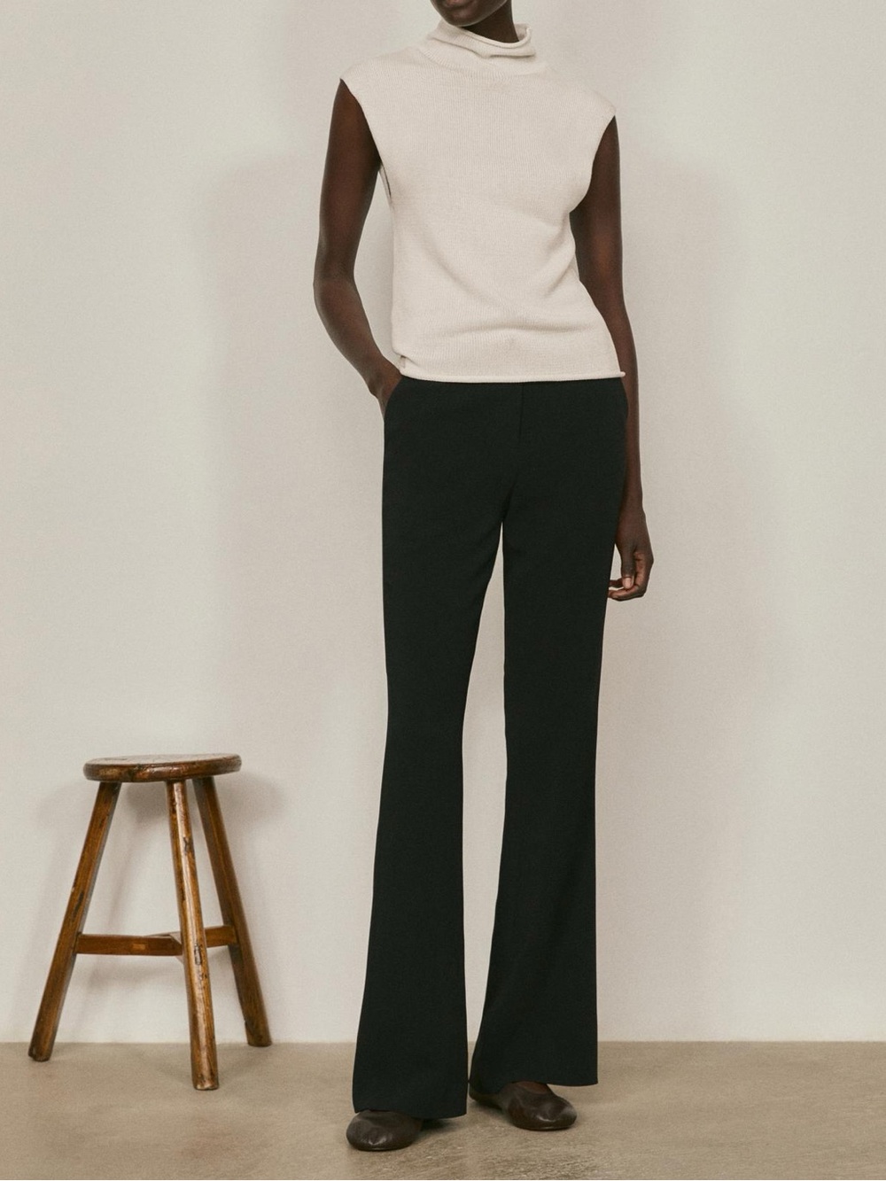 Massimo Dutti Limited Edition Flare Wool Linen Women’s Black Pants Size 8 NWT